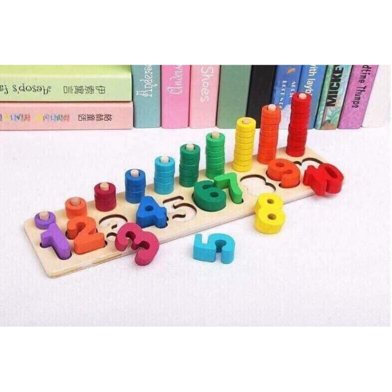 BỘ ĐỒ CHƠI ĐẾM SỐ MONTESSORI BẰNG GỖ CHO BÉ