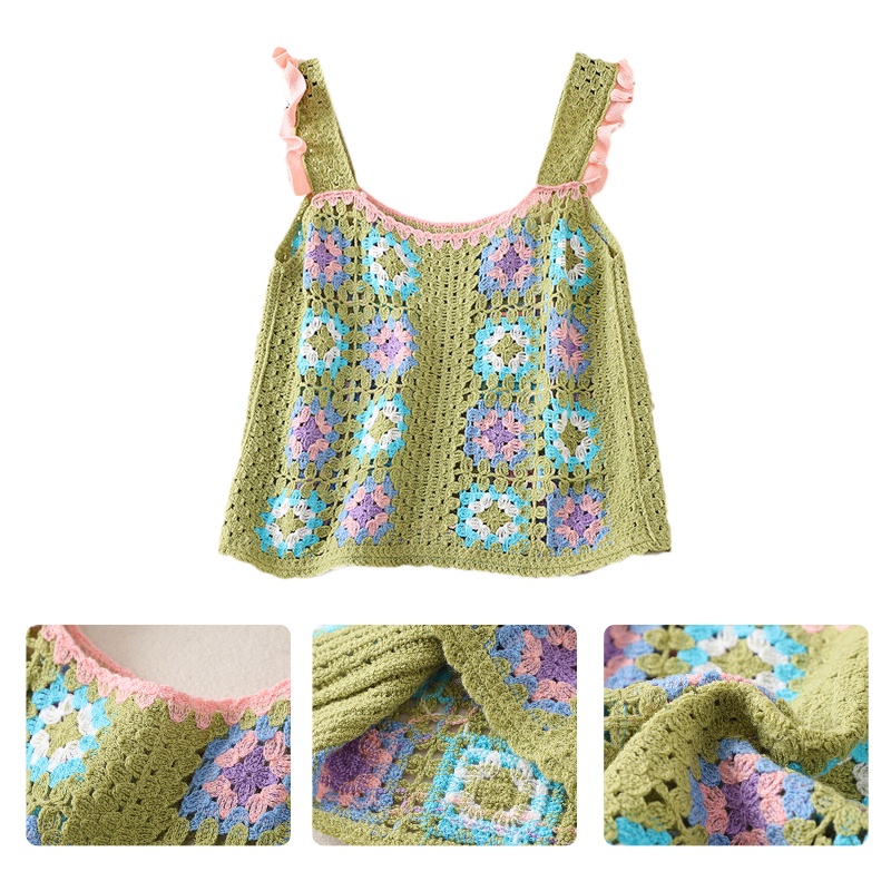 Brroa Áo Crop Top Cotton Không Tay Thêu Hoa Phong Cách Pháp Thời Trang Mùa Hè Ngọt Ngào Dành Cho Nữ