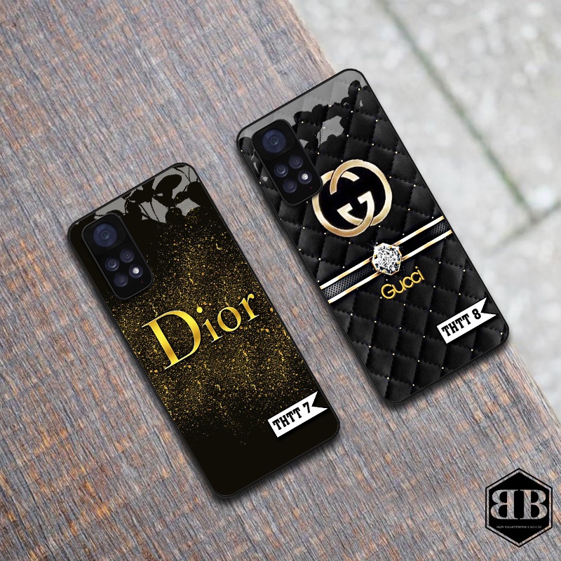Ốp lưng kính cường lực Xiaomi Redmi Note 11 4G / Redmi Note 11S logo thời trang