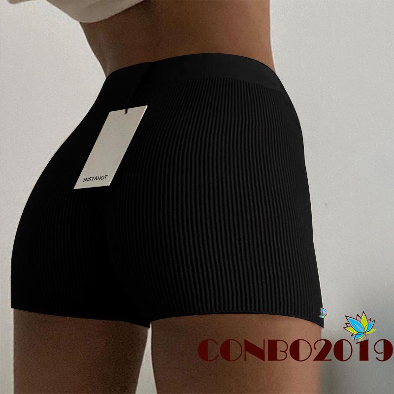 Quần Short Thể Thao Lưng Cao Màu Trơn Bằng Cotton Thời Trang Cho Nữ