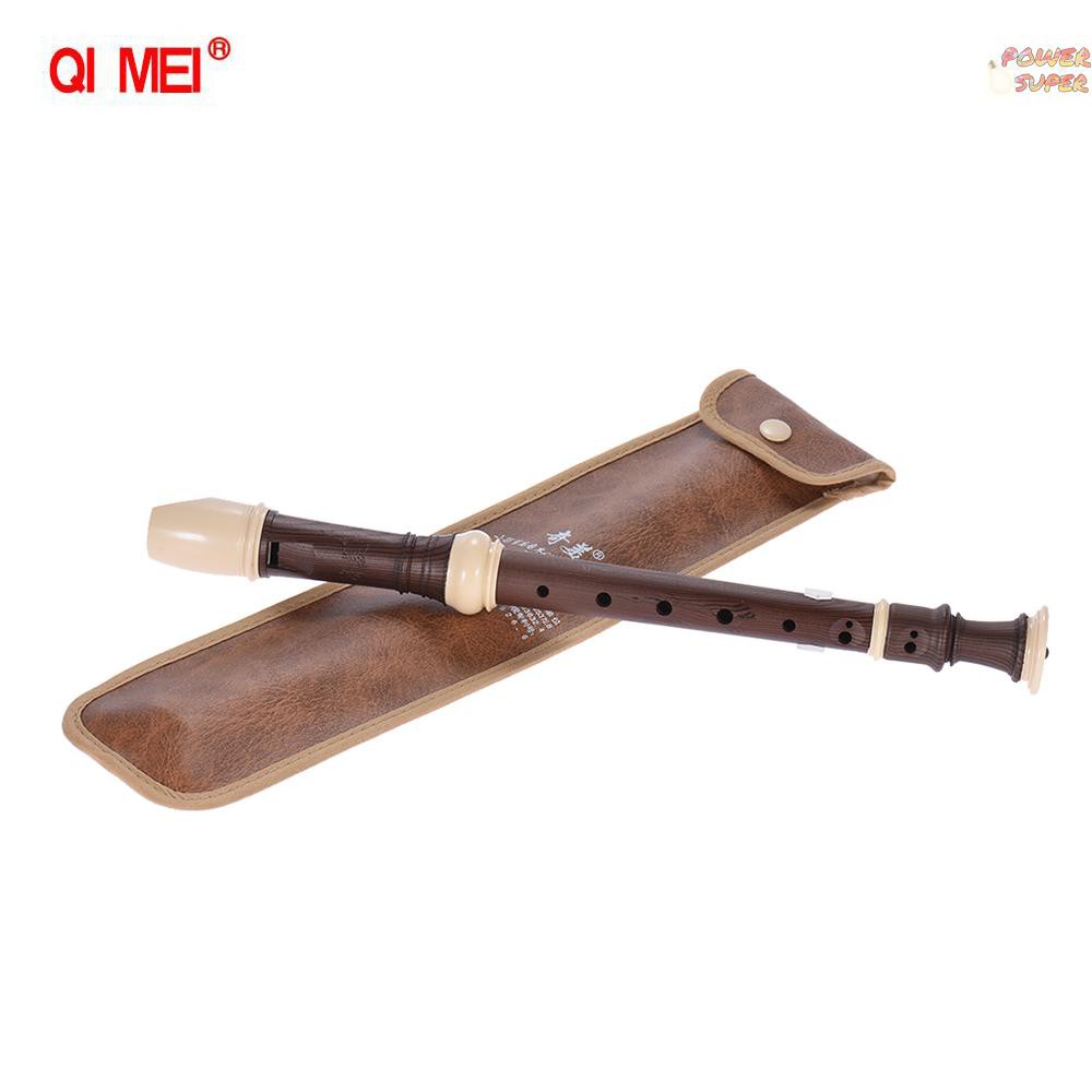 PSUPER QIMEI QM8A-5G Detachable Soprano Recorder German Style 8 Hole Key of C Wind Musical Instrument with Cleaning Rod Carrying Bag for Student Beginner Premium Wooden Pattern