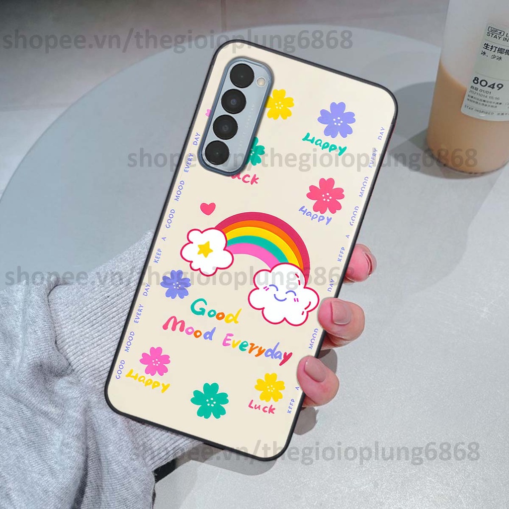 Ốp Oppo Reno4 / Reno4 Pro / Reno 4 in hình cầu vồng happy smile thỏ cute siêu xinh siêu đáng yêu
