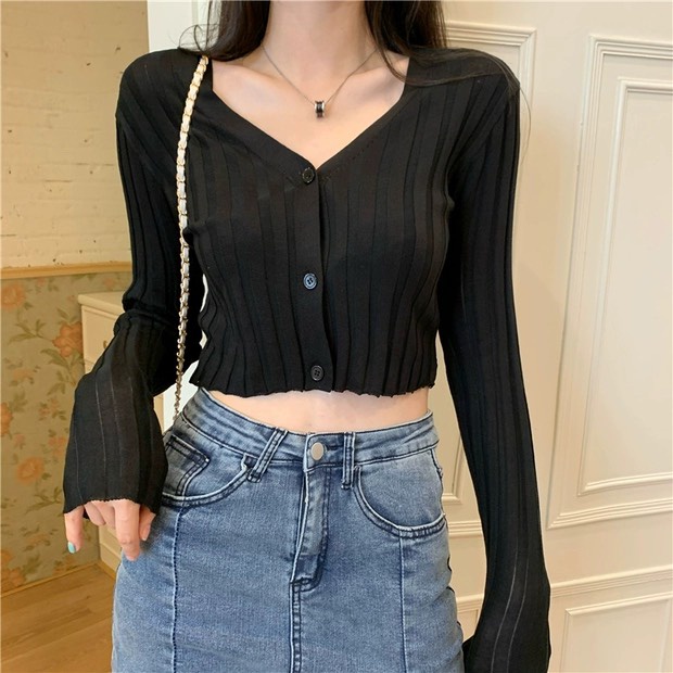 Áo Cardigan Tay Dài Thun Gân Ulzzang 3 Màu, [ADORABLE], Cardigan Basic Mỏng Khoác Ngoài Hot Trend 2021 Ảnh Thật