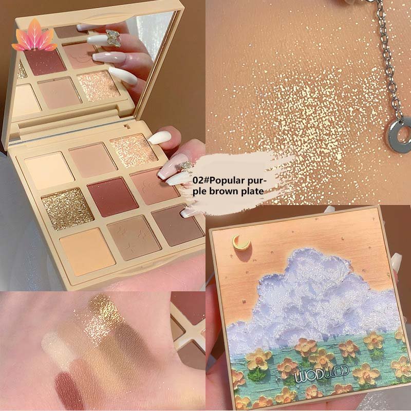 Bảng Phấn Mắt WODWOD JP5 Màu Hoa Anh Đào Lấp Lánh Nhung Mịn Chống Thấm Nước