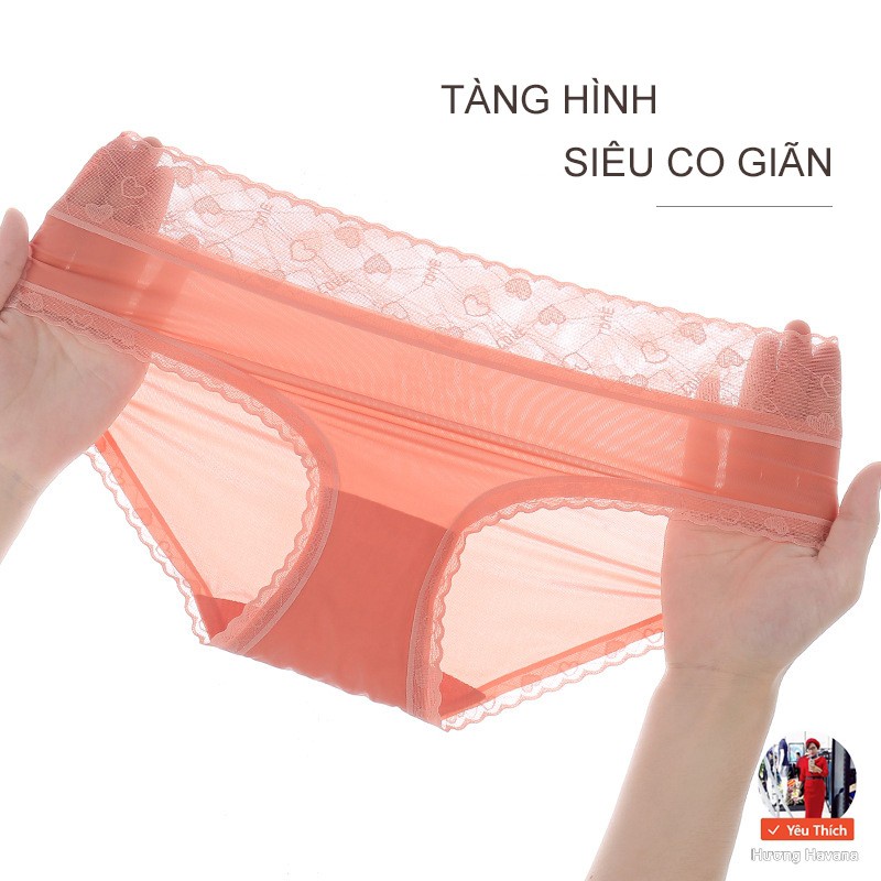 Quần Lót Nữ Lụa Băng - Quần Chip Nữ Mềm Phối Cạp Ren Tim Mềm Mại gợi cảm tôn dáng sexy mã 9099
