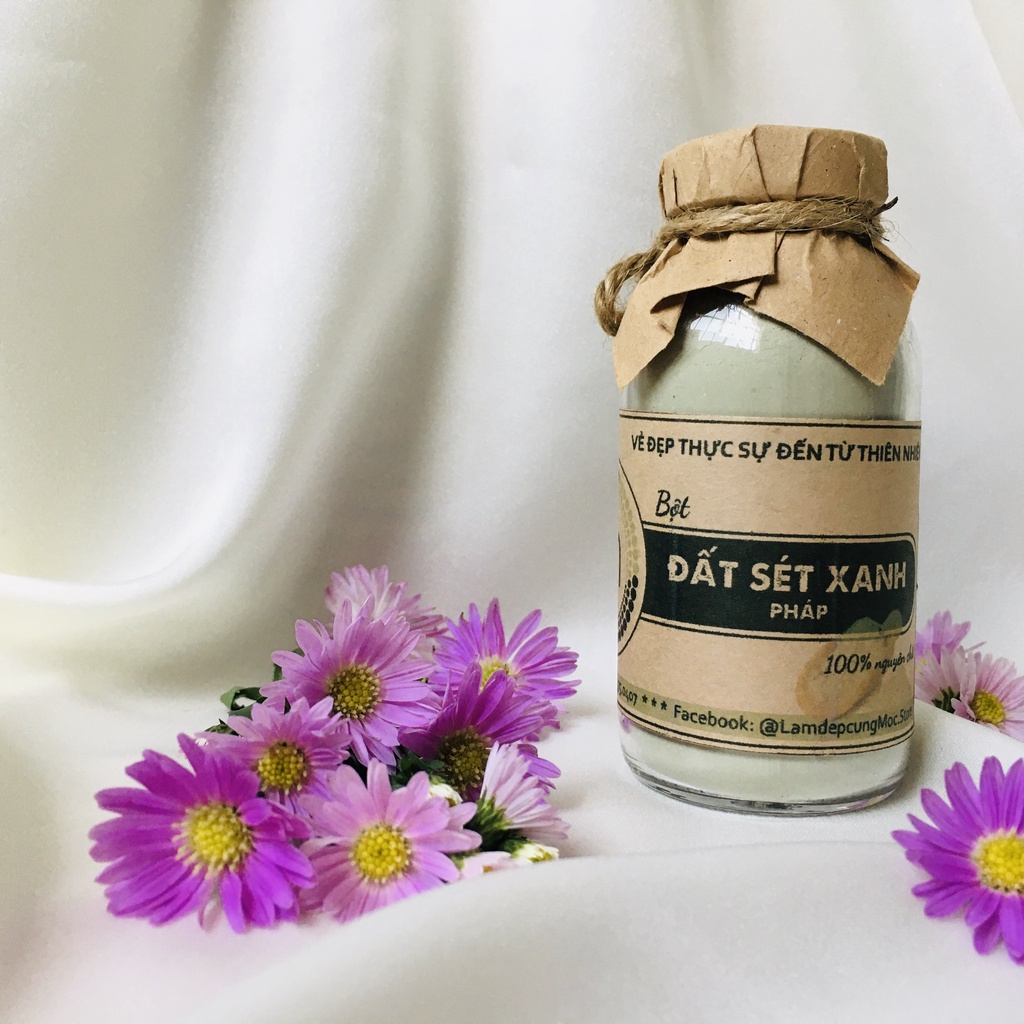 Mask bột mặt nạ đất sét xanh nguyên chất MỘC - ngăn ngừa mụn, kiềm dầu, làm sạch sâu, tái tạo da chai 100/200ml