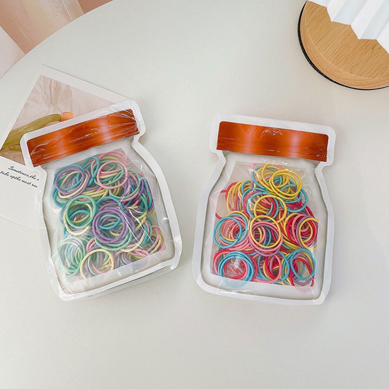 Set 100 Dây Thun Cột Tóc Co Giãn Nhiều Màu Sắc Thời Trang Cho Bé Gái