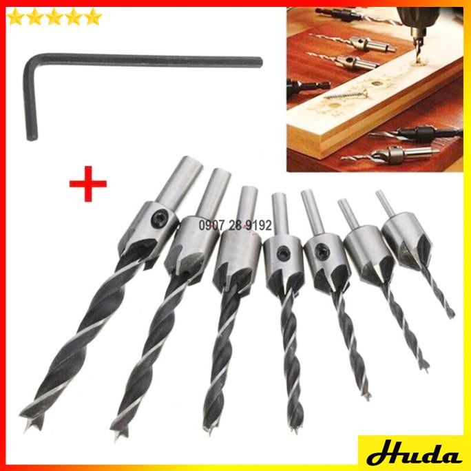 Mũi khoan âm vít gỗ - Bộ 7 cây có điều chỉnh - đồ làm mộc