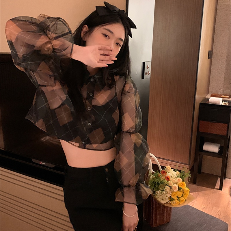 Áo Sơ Mi Tay Dài Hoạ Tiết Sọc Ca Rô Thiết Kế Hợp Thời Trang Cho Nữ