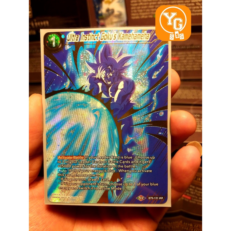 Thẻ bài Bandai chính hãng Ultra Instinct Goku's Kamehameha - BT9-131 - Iconic Attack Rare Foil