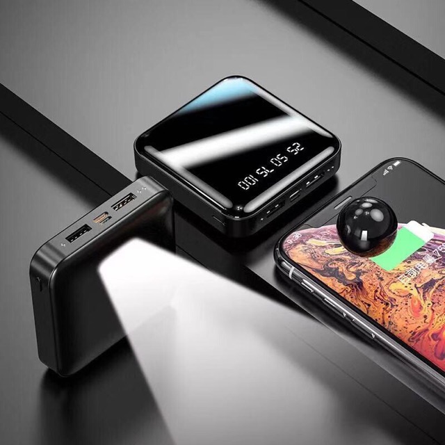 Sạc dự phòng mini 10000mAh 2 cổng sạc kèm đèn pin | BigBuy360 - bigbuy360.vn