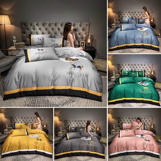 Bộ chăn ga gối Cotton Lụa 60s M2T bedding chăn ga nhập khẩu MARIGOLE đủ size miễn phí bo chun