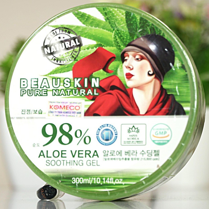 Geo Lô Hội Beauskin Aloe Vera 100% Hàn Quốc Trắng Da, Dưỡng ẩm (300ml/ Hộp)