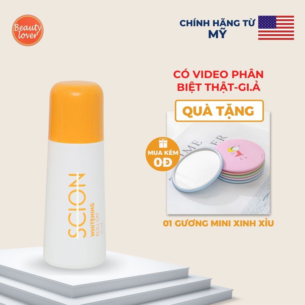 Lăn Khử Mùi Scion Pure White Roll On 75ml Mỹ Chính Hãng - Beauty Lover Giúp Giảm Thâm