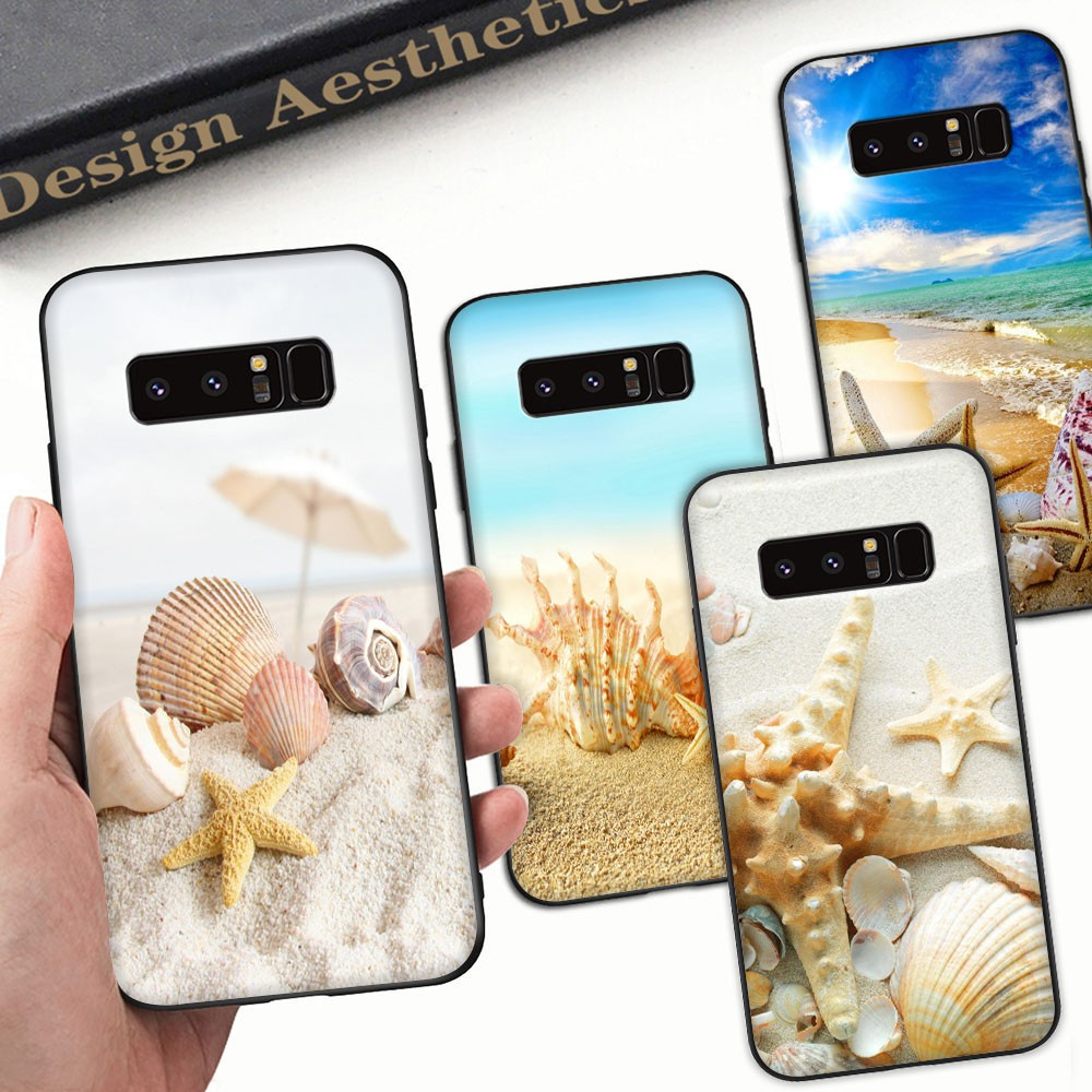 Ốp Điện Thoại Dẻo Viền Đen Họa Tiết Vỏ Sò / Sao Biển Độc Đáo Cho Samsung A10 A10S A20 A20S A30 A30S A50 A50S Yu187