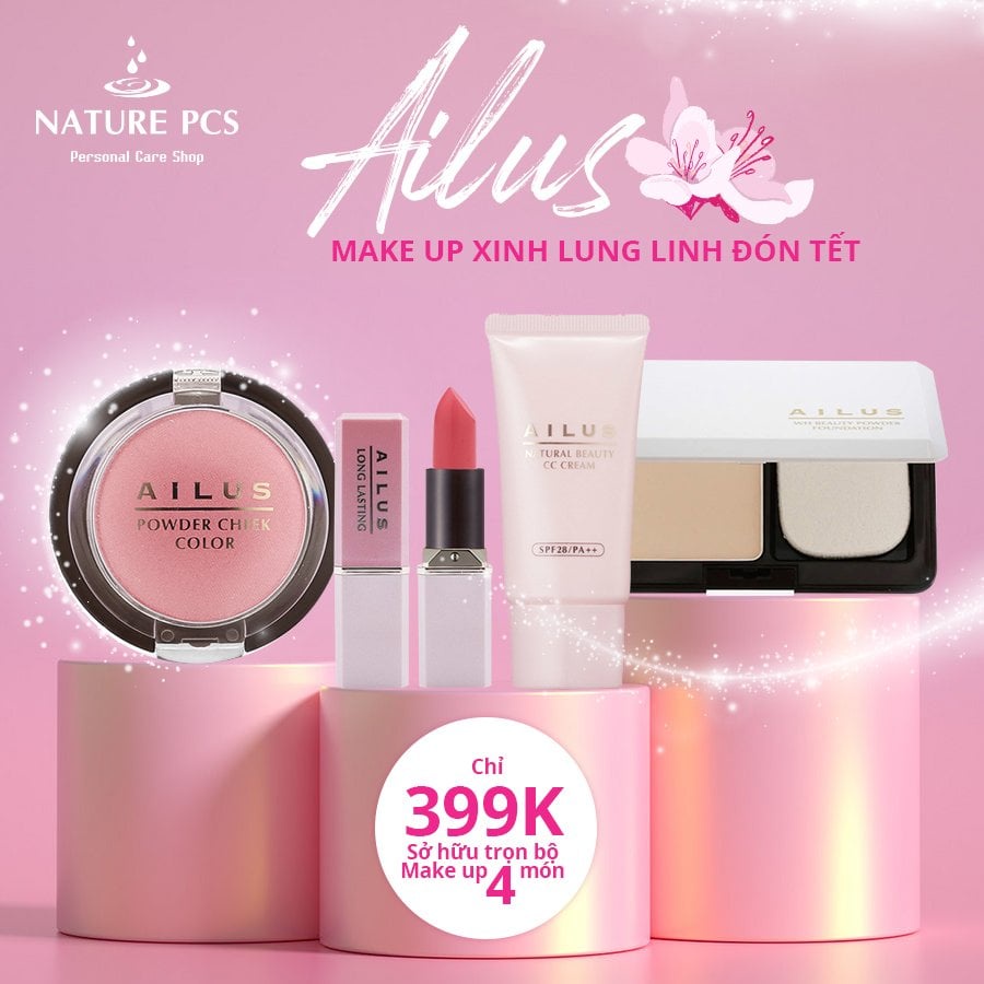 [Mã FMCGMALL giảm 8% đơn từ 250K] Set trang điểm 4: Son - Phấn má - Phấn nền - CC Naris Ailus 55g