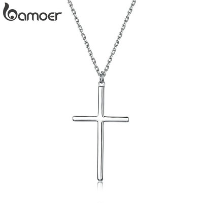 Vòng cổ BAMOER mặt thánh giá màu bạc/vàng hồng YIN076-L
