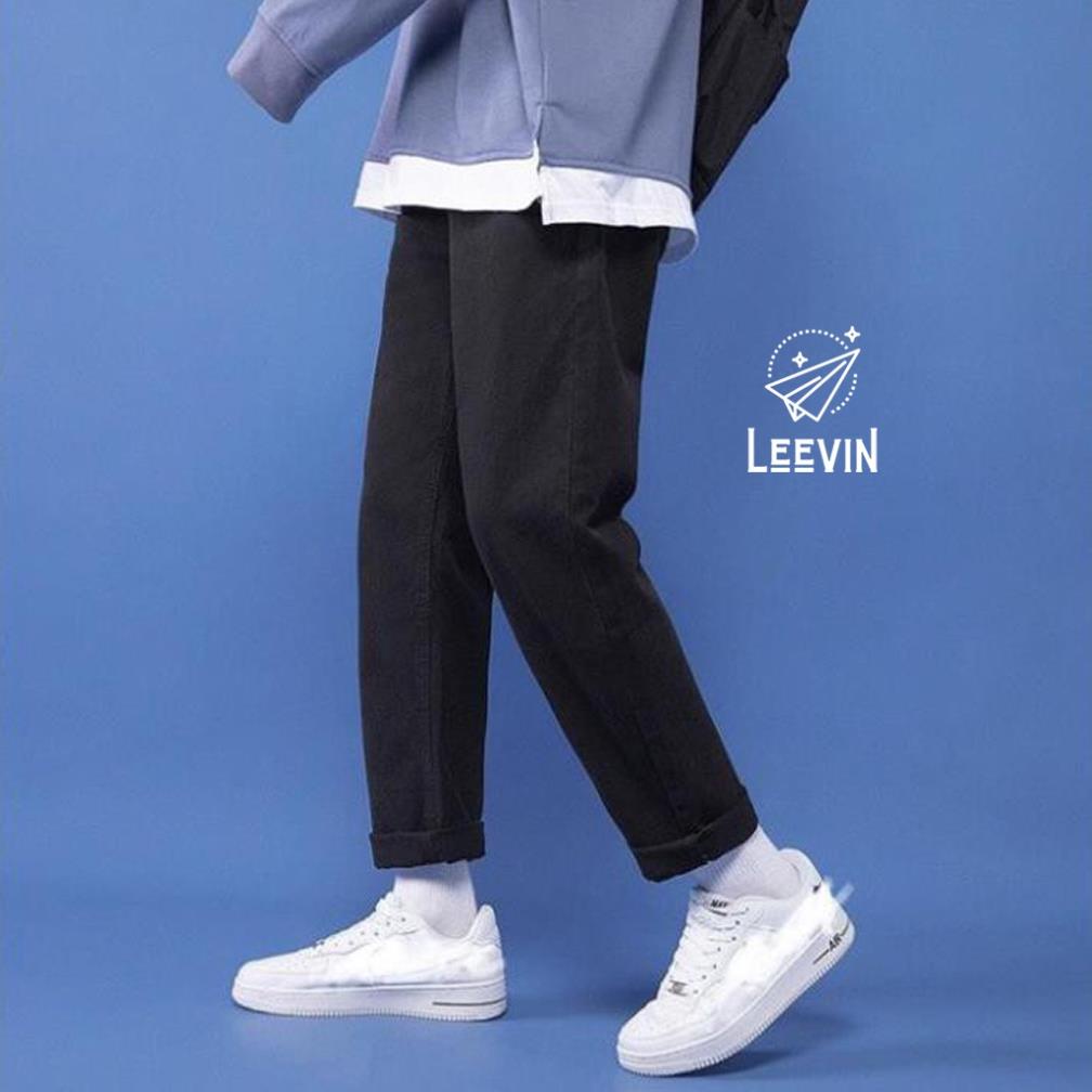 Quần Jean Nam Ống Suông Màu ĐEN Unisex - Kiểu quần jeans nam Baggy vải bò Leevin Store - J1014 ⚡