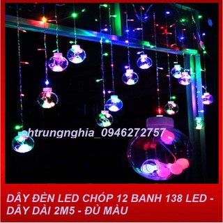 DÂY ĐÈN LED BUBBLE BALL 12 BANH - DÂY DÀI 2M5 - ĐỦ MÀU