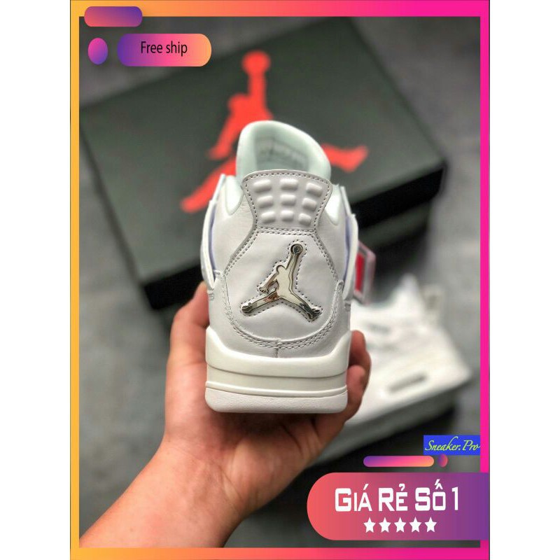 (FULL BOX + QUÀ TẶNG) Giày thể thao AIR JORDAN 4 Retro Pure money full trắng cổ thấp siêu đẹp dành cho nam và nữ .