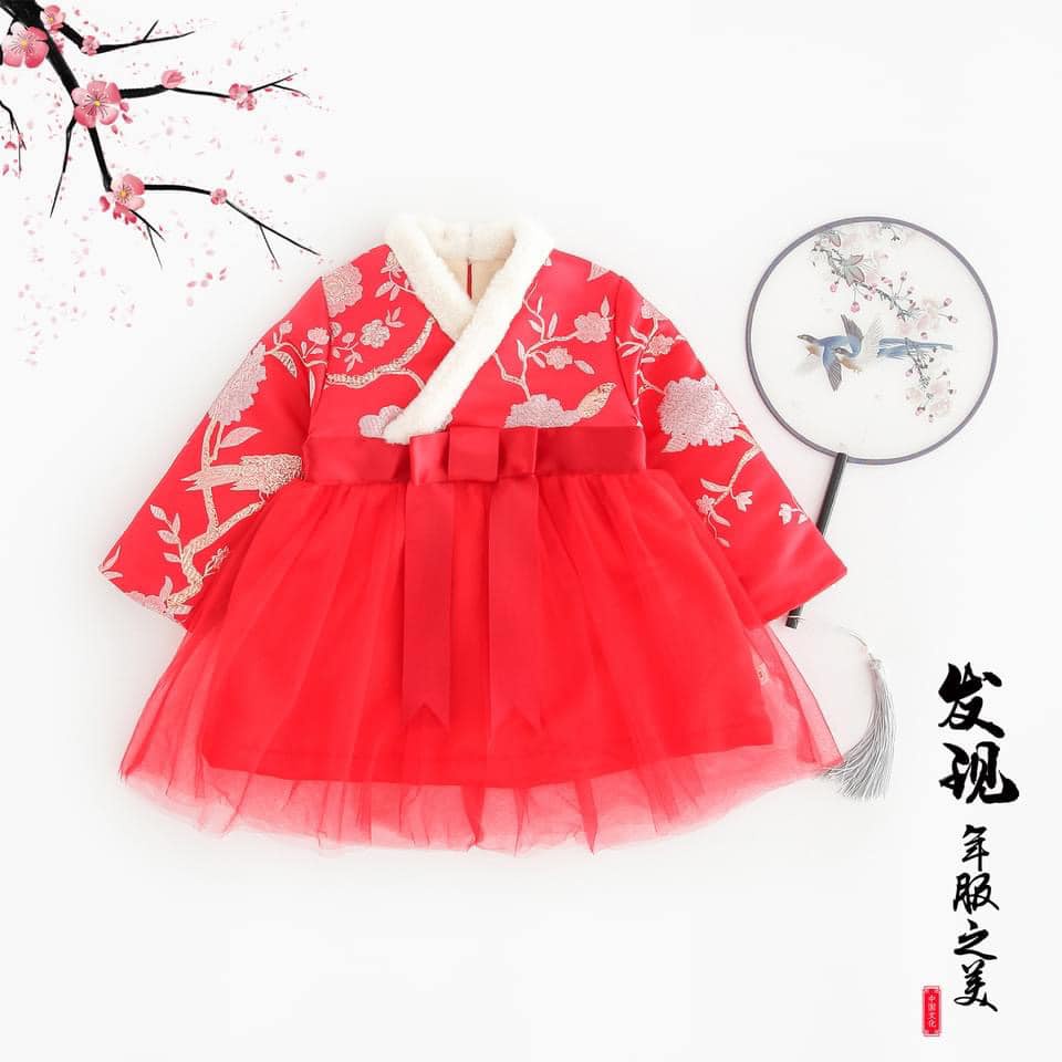 Váy xinh có lót nỉ ấm cho bé diện tết (msDQ197)