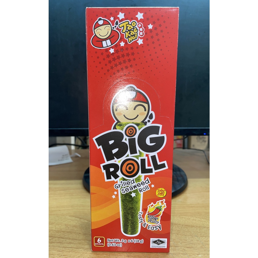 Snack Rong Biển Nướng Giòn Cậu Chủ TaoKaeNoi Big Roll Vị Cay (Hộp 6 gói-đỏ)