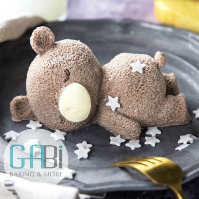 Khuôn silicon 4D hình gấu nằm ngủ