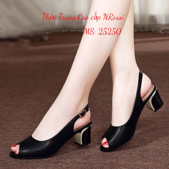 ❤FREESHIP50K❤ Giày nữ size lớn ,Giày cao gót công sở bigsize hở mũi 5 phân màu đen size 40 đến 43 Nrossi