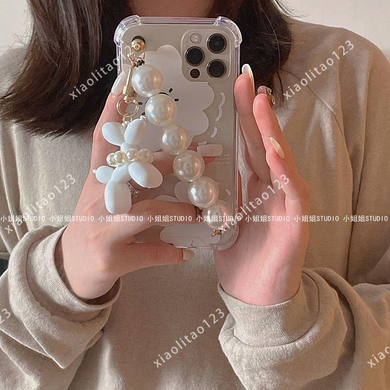 Ốp Điện Thoại Hình Ngựa Troy Đính Ngọc Trai Phối Dây Xích Cho iPhone12promax Apple 11 xs/xr 8p