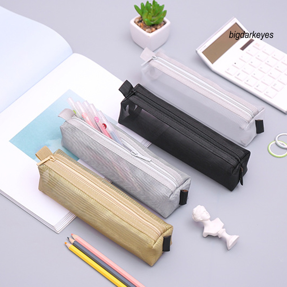Túi Lưới Đựng Bút Màu Trơn Dễ Thương