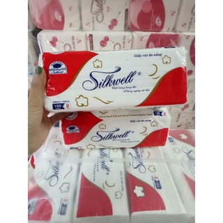 GIẤY RÚT ĐA NĂNG giấy ăn giấy lau tay SILKWELL hàng chính hãng 100 TỜ 2 LỚP