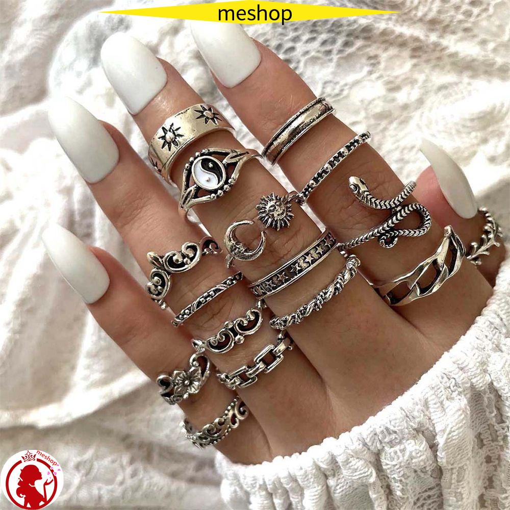 Set 16 Nhẫn Đeo Tay 16 Cái Thời Trang Phong Cách Boho Cho Nữ