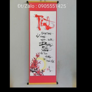 Thư pháp chữ Tình kích thước 27cm x 79cm kèm nẹp treo. Quà tết.