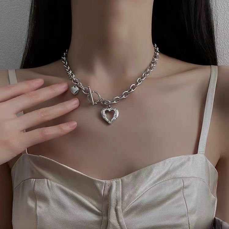 Dây chuyền trái tim bạc cho nữ nam phụ kiện thời trang