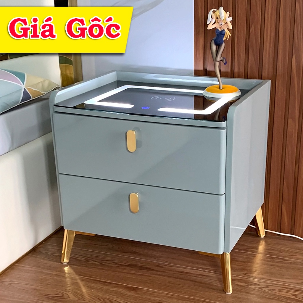 Tủ Đầu Giường Thông Minh Giá Gốc, Táp Đầu Giường Cao Cấp, Kệ Đầu Giường Tích Hợp Sạc Điện Thoại Ko Dây & Đèn Ngủ Cảm Ứng