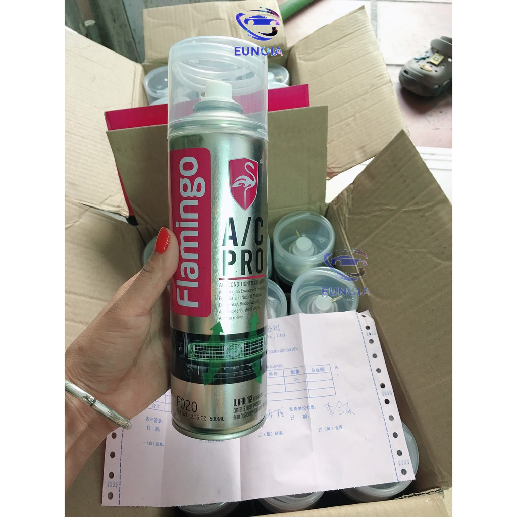 Combo 05 Bình Khử Mùi Điều Hoà Ô Tô Flamingo F020 - Bình Xịt Bọt 500ml