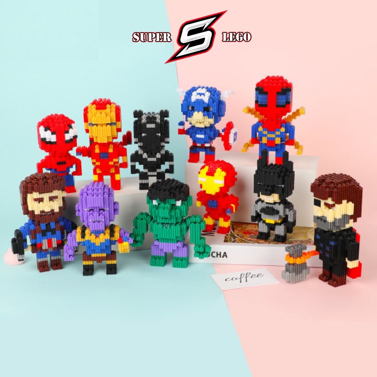 Lego mini đồ chơi lắp ráp 3D các nhân vật Siêu Anh Hùng Marvel:Batman,Captain America,Spiderman,Ironman.... - Super.Lego