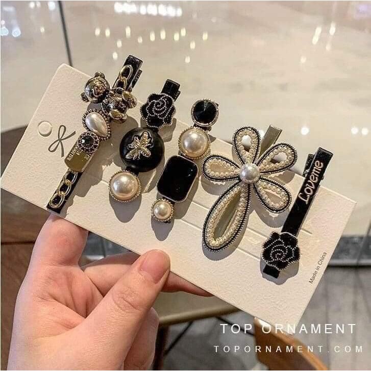 Set 5 kẹp tóc đen kiểu dáng hàn quốc