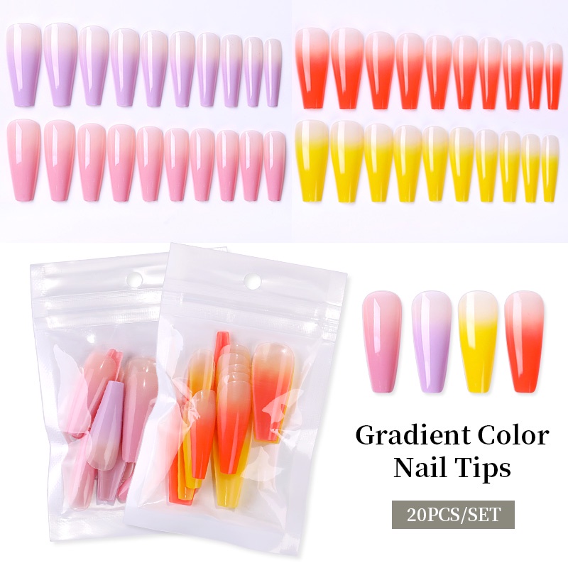 Set 20 móng tay giả UR SUGAR màu gradient sang trọng dễ thương