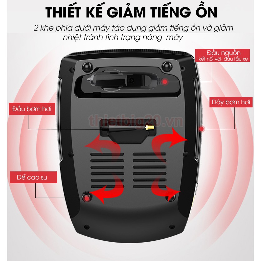 Máy bơm lốp điện tử AC-980F tự ngắt,có đèn pin, cài đặt thông số hơi, kèm vali dụng cụ vá lốp xe (Điện 12V)