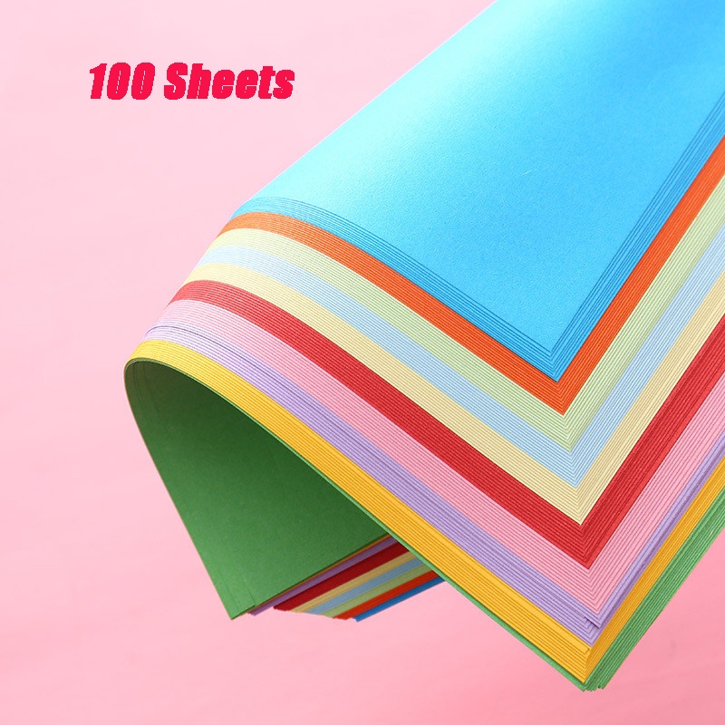 100 Tờ Vuông Giấy Origami Mặt Hai Màu Giấy Gấp Origami Nhiều Màu Trẻ Em Handmade DIY Scrapbook Nghệ Thuật