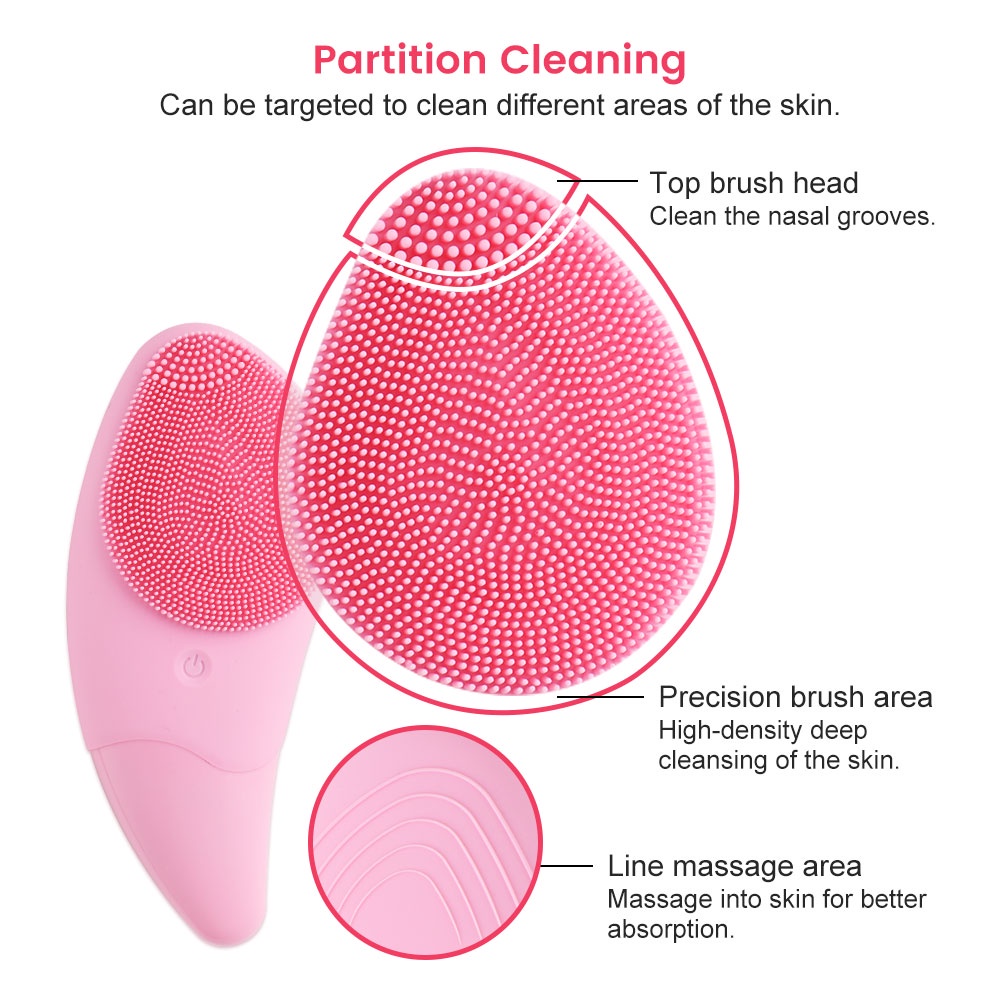 Máy rửa mặt SUOLAER sóng siêu âm hoạt động điện chất liệu silicone làm sạch sâu