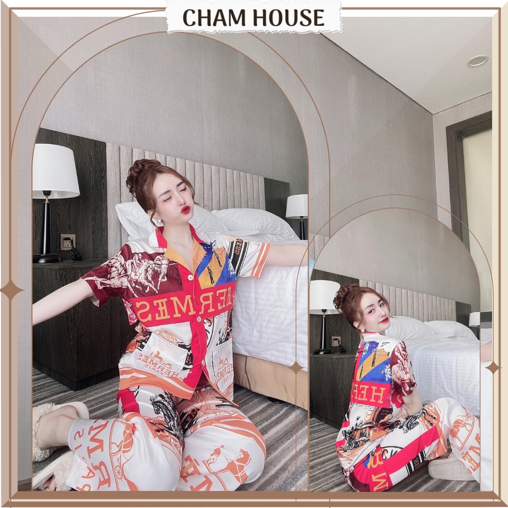 Đồ Bộ Pijama Lụa thiết kế cao cấp Tay ngắn quần dài Cham House
