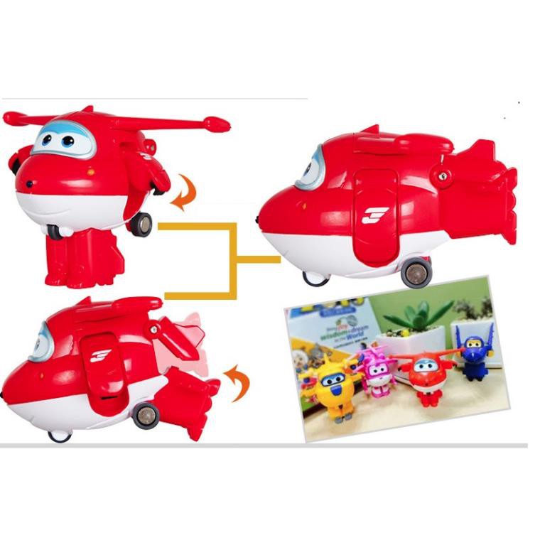 Super wings đồ chơi đội bay siêu đẳng mô hình nhân vật Jett tia chớp máy bay biến thành rô bốt mini