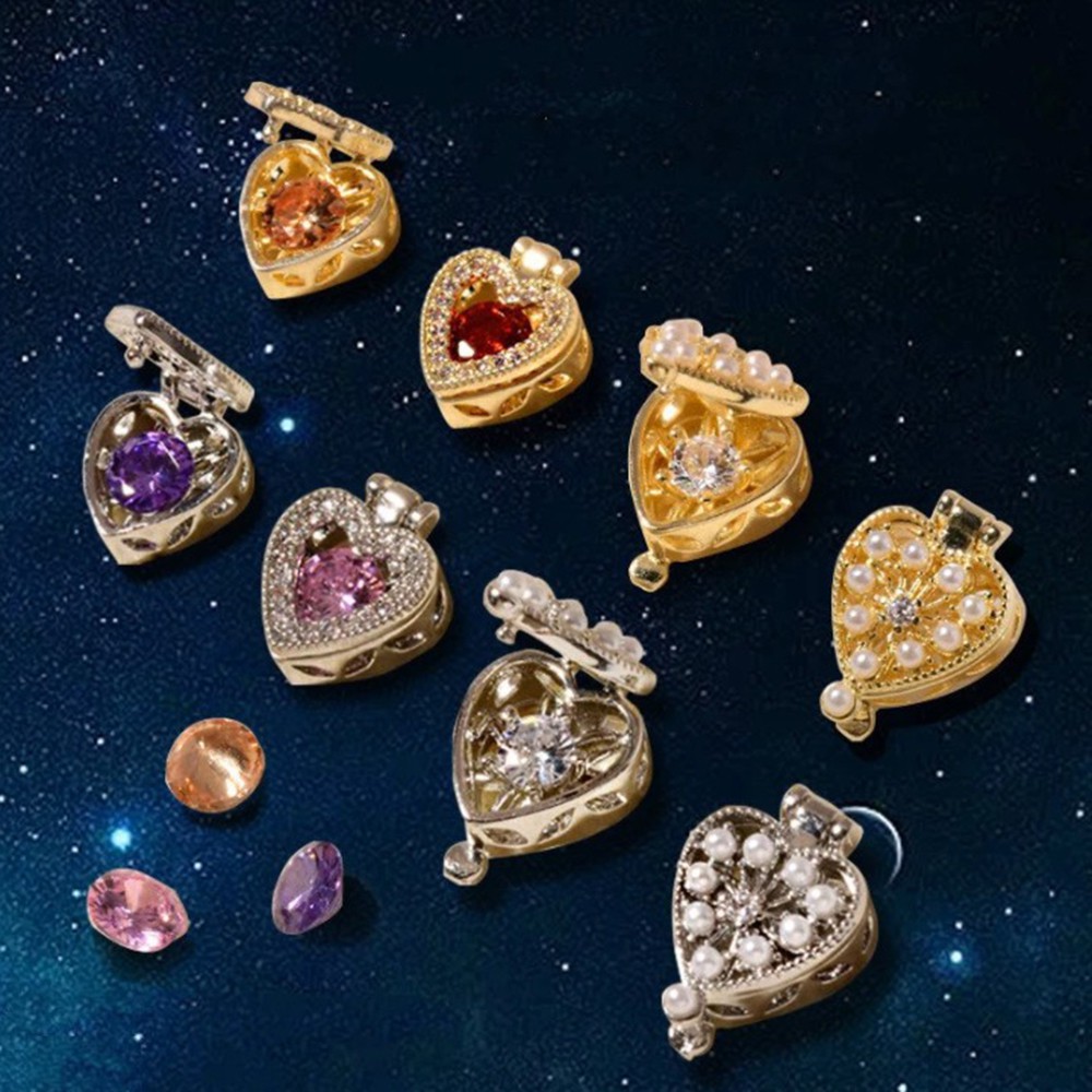 MXBEAUTY Delicate Magic Box Nail Accessories Luxury Nail Art Decoration Manicure Jewelry 1PC Moonlight Treasure Box Love Heart-shaped Zircon DIY Nail Art