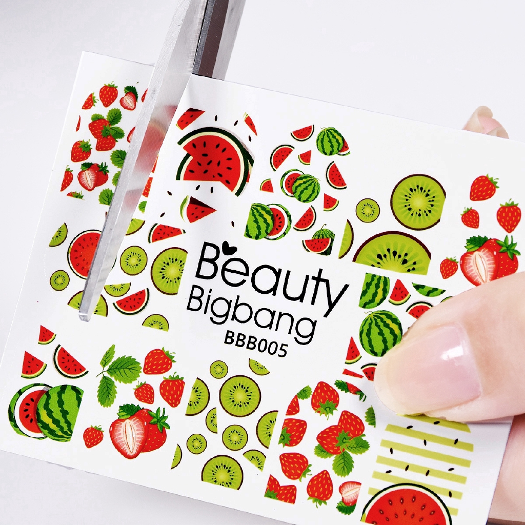 (Hàng Mới Về) Miếng Dán Trang Trí Móng Tay Họa Tiết Trái Cây Xinh Xắn Beautybigbang