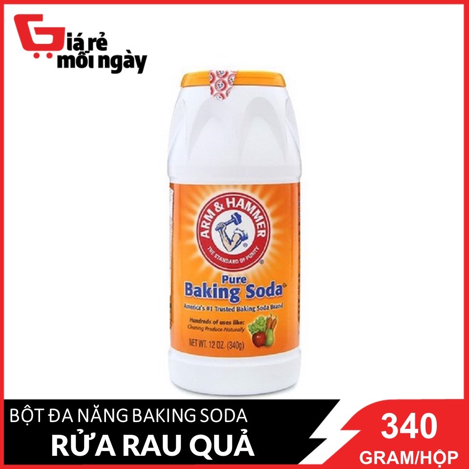 [Made in USA] Bột Rửa Rau Quả Đa Năng Baking Soda Arm&amp;Hammer Pure Baking Soda 340g/hộp