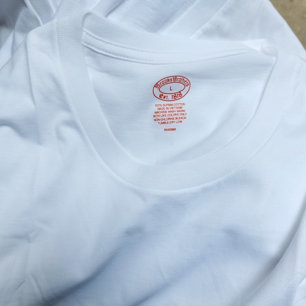 Áo phông nam trắng cổ tròn, tim xuất mỹ Bro0k cotton cao cấp có big size