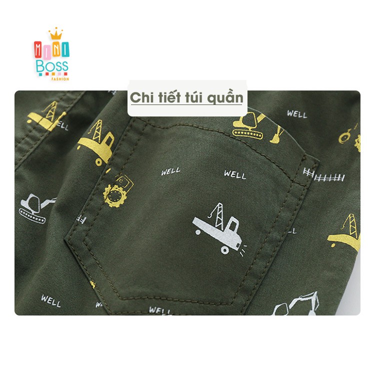 Quần short kaki cho bé 10-25kg họa tiết máy xúc Quảng Châu