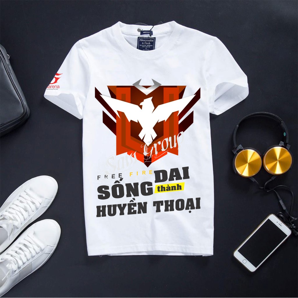 [Đủ Size]Áo Thun Free Fire Màu Trắng Cực Đẹp Vải Cotton - LOGO Rank Huyền Thoại